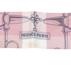 エルメス ツイリー Mors et Gourmettes Vichy モール エ グルメット ヴィシー スカーフ ピンク系 シルク レディース HERMES 中古