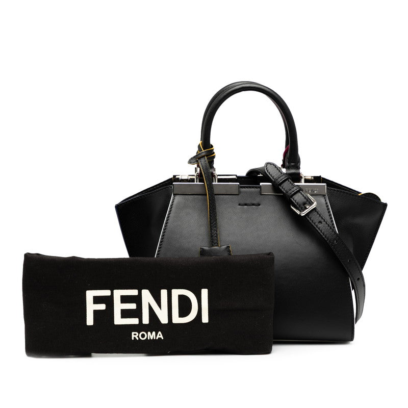 フェンディ ミニ トロワージュ ハンドバッグ ショルダーバッグ 2WAY 8BH333 ブラック カーフ レディース FENDI 【中古】