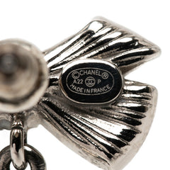 シャネル ココマーク リボン スタッドピアス シルバー ラインストーン メタル レディース CHANEL 【中古】