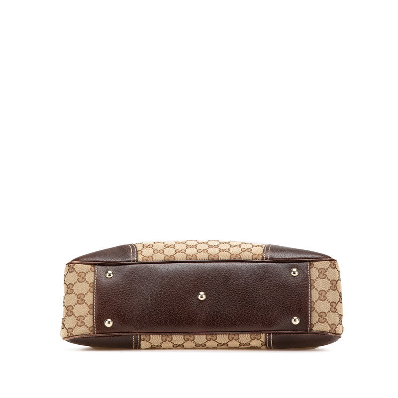 グッチ GGキャンバス シェリーライン トートバッグ 163803 ブラウン キャンバス レザー レディース GUCCI 【中古】