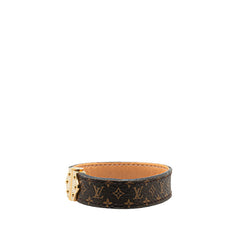 ルイ ヴィトン モノグラム ブラスレ スピリット バングル ブレスレット #19 M6689 ブラウン ゴールド PVC レザー メッキ レディース LOUIS VUITTON 【中古】