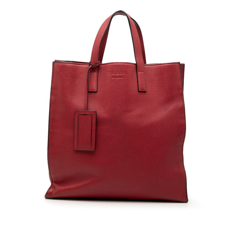 プラダ トートバッグ レッド レザー レディース PRADA 【中古】