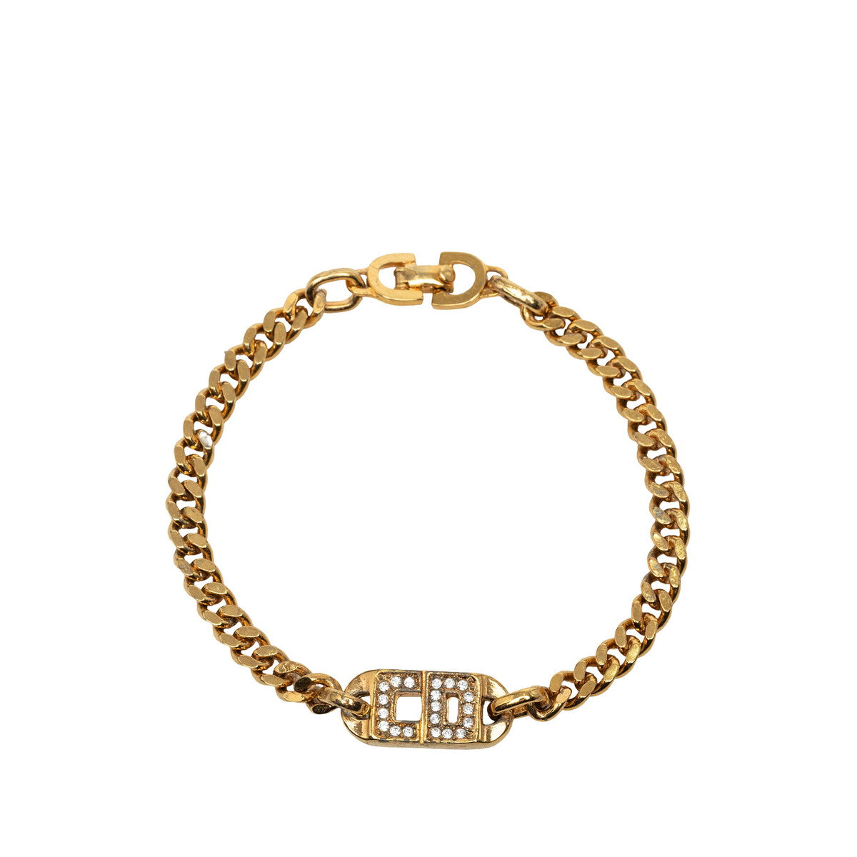 ディオール CDロゴ ブレスレット ゴールド メッキ ラインストーン レディース Dior 中古