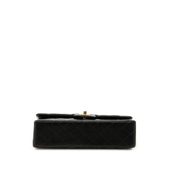 シャネル ココマーク ダブルフラップ マトラッセ25 チェーン ショルダーバッグ ブラック ラムスキン レディース CHANEL 中古