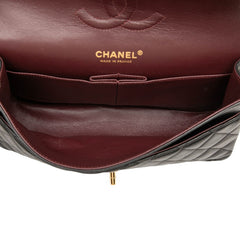 シャネル ココマーク ダブルフラップ マトラッセ25 チェーン ショルダーバッグ ブラック ラムスキン レディース CHANEL 中古