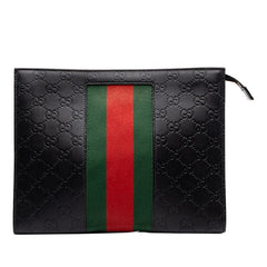 グッチ グッチシマ シェリーライン セカンドバッグ クラッチバッグ 475316 ブラック レザー メンズ GUCCI 中古