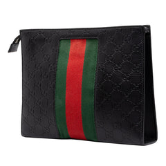 グッチ グッチシマ シェリーライン セカンドバッグ クラッチバッグ 475316 ブラック レザー メンズ GUCCI 中古