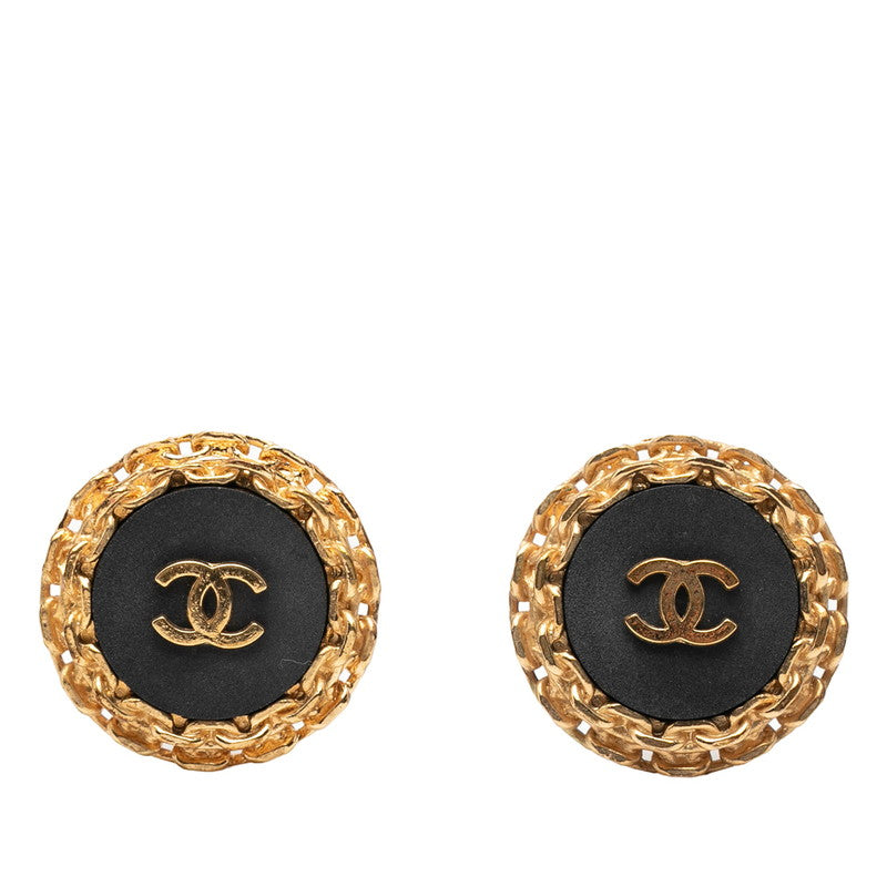 シャネル ココマーク チェーン ヴィンテージ イヤリング ゴールド ブラック メッキ レディース CHANEL 【中古】