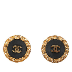 シャネル ココマーク チェーン ヴィンテージ イヤリング ゴールド ブラック メッキ レディース CHANEL 【中古】