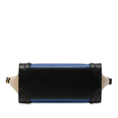 セリーヌ ラゲージ ナノショッパー トリコロール ハンドバッグ ショルダーバッグ 2WAY ブルー マルチカラー レザー レディース CELINE 【中古】