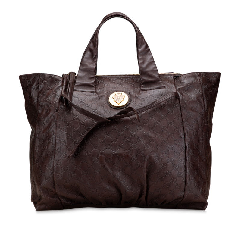 グッチ グッチシマ ヒステリア ハンドバッグ トートバッグ 197022 ブラウン レザー レディース GUCCI 【中古】