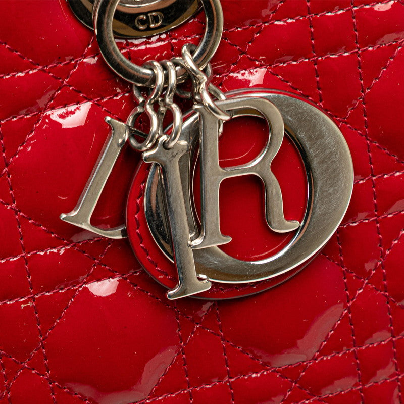 ディオール カナージュ レディディオール ラージ ハンドバッグ ショルダーバッグ 2WAY レッド パテントレザー レディース Dior 【中古】