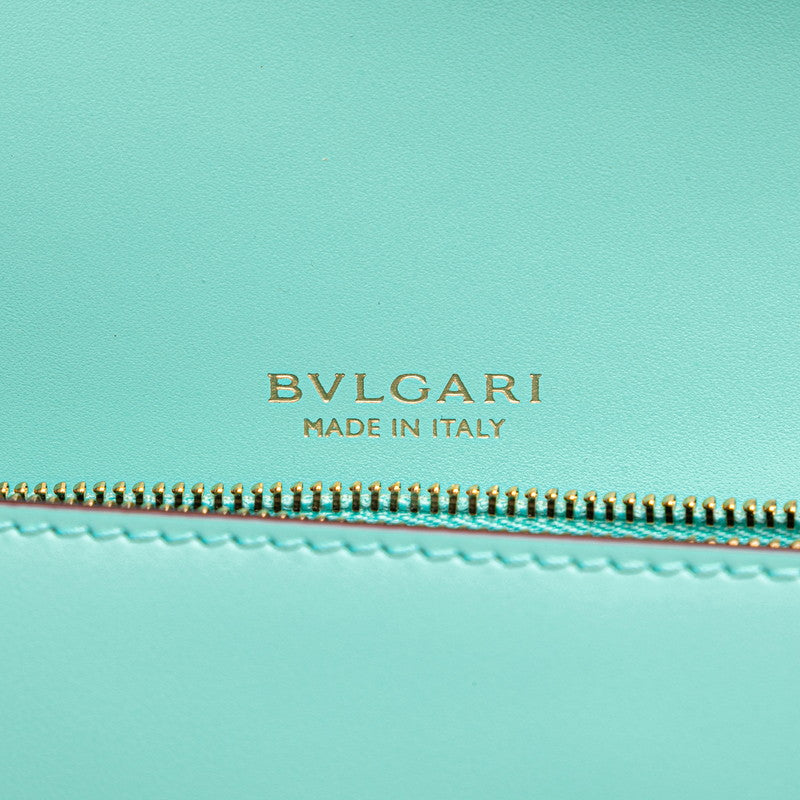 ブルガリ セルペンティ フォーエバー 斜め掛け チェーン ショルダーバッグ ライトブルー レザー レディース BVLGARI 【中古】