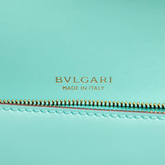 ブルガリ セルペンティ フォーエバー 斜め掛け チェーン ショルダーバッグ ライトブルー レザー レディース BVLGARI 【中古】