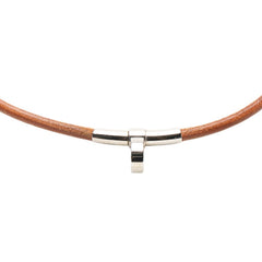 エルメス キテ チョーカー シルバー ブラウン メタル レザー レディース HERMES 【中古】