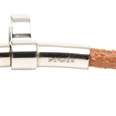 エルメス キテ チョーカー シルバー ブラウン メタル レザー レディース HERMES 【中古】