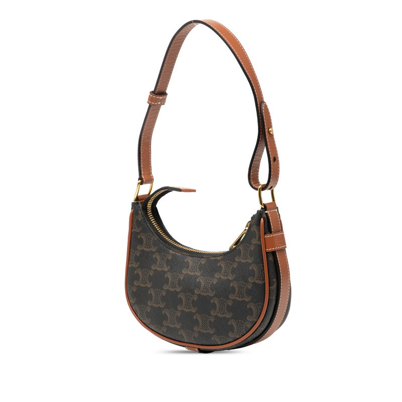 セリーヌ トリオンフ ミニ ハンドバッグ ショルダーバッグ ブラウン PVC レザー レディース CELINE 【中古】