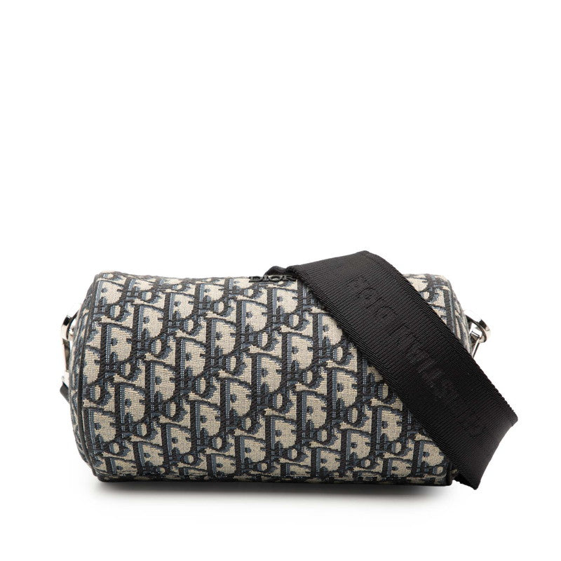 ディオール オブリーク ローラー ショルダーバッグ ネイビー ベージュ キャンバス レザー レディース Dior 【中古】