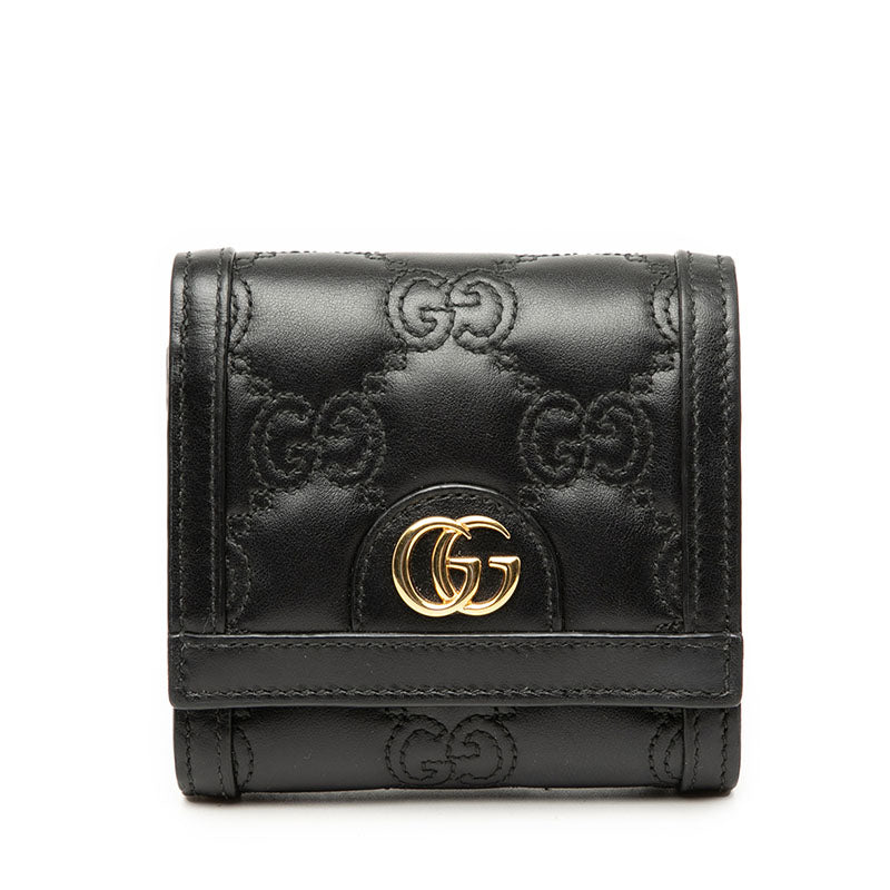 グッチ GGマトラッセ GGロゴ 二つ折り財布 723799 ブラック レザー レディース GUCCI 【中古】