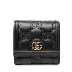 グッチ GGマトラッセ GGロゴ 二つ折り財布 723799 ブラック レザー レディース GUCCI 【中古】