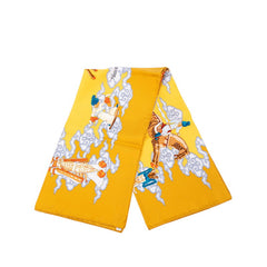 エルメス カレ90 Heavenly Horses ヘヴンリー ホース スカーフ 大判スカーフ イエロー シルク レディース HERMES 中古