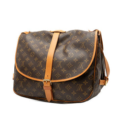 ルイ ヴィトン モノグラム ソミュール35 斜め掛け ショルダーバッグ M42254 ブラウン PVC レザー レディース LOUIS VUITTON 【中古】