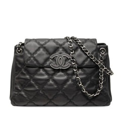 シャネル ハンプトンズ ウルトラステッチ チェーン ショルダーバッグ ブラック ラムスキン レディース CHANEL 【中古】