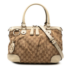 グッチ GGキャンバス スーキー ハンドバッグ ショルダーバッグ 2WAY 247902 ベージュ アイボリー キャンバス レザー レディース GUCCI 【中古】