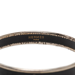 エルメス エマイユPM 七宝焼き バングル ブラック シルバー メッキ レディース HERMES 【中古】