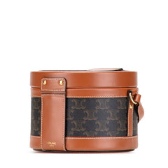 セリーヌ トリオンフ タンブール ミディアム ショルダーバッグ ブラウン PVC レザー レディース CELINE 【中古】