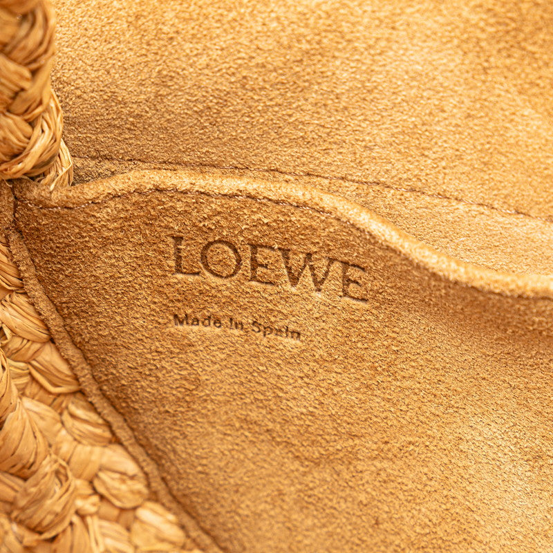 ロエベ アナグラム ゲートバッグ スモール 斜め掛け ショルダーバッグ オレンジ ベージュ ラフィア レザー レディース LOEWE 【中古】