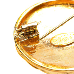 シャネル ココマーク ラウンド マトラッセ ブローチ ゴールド メッキ レディース CHANEL 【中古】