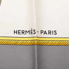 エルメス カレ90 Les Voitures à Transformation 折り畳み式幌の馬車 スカーフ グレー マルチカラー シルク レディース HERMES 中古
