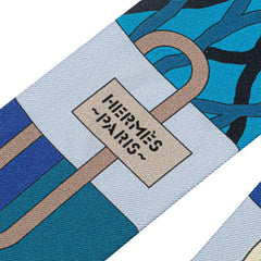 エルメス ツイリー スカーフ ブルー マルチカラー シルク レディース HERMES 【中古】