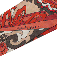 エルメス ツイリー LES FLOTS DU CHEVAL 馬への表彰 スカーフ レッド ホワイト マルチカラー シルク レディース HERMES 【中古】