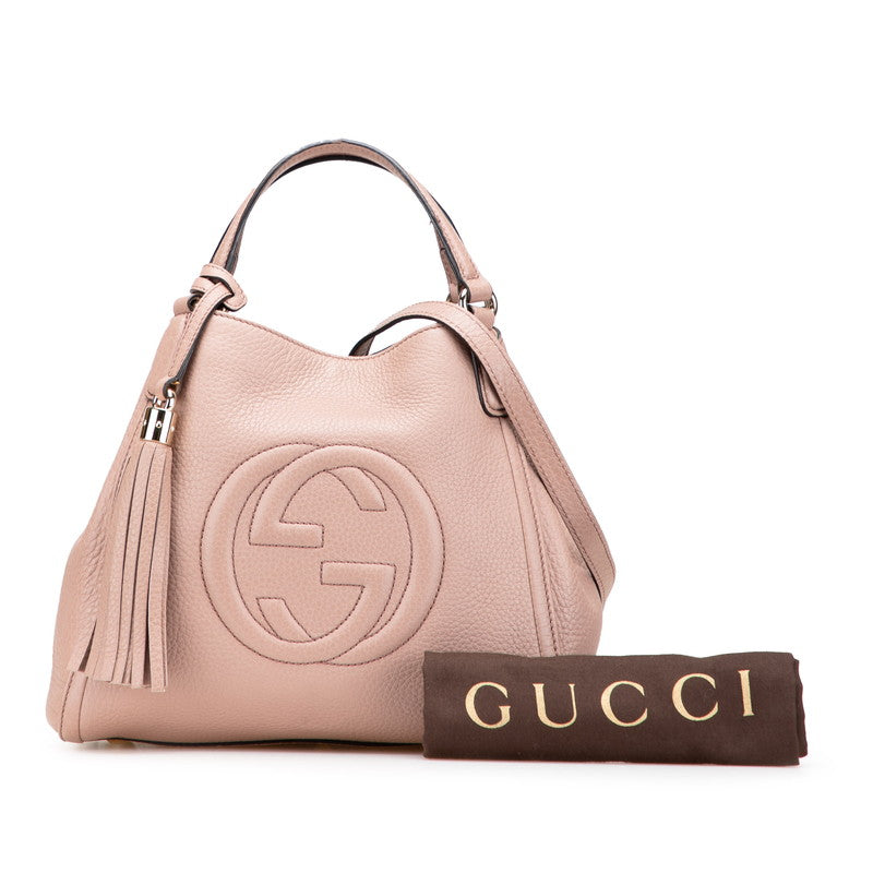 グッチ ソーホー インターロッキングＧ ハンドバッグ ショルダーバッグ２WAY 336751 ピンク ベージュ レザー レディース GUCCI 【中古】