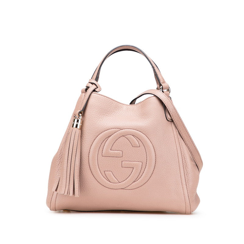 グッチ ソーホー インターロッキングＧ ハンドバッグ ショルダーバッグ２WAY 336751 ピンク ベージュ レザー レディース GUCCI 【中古】