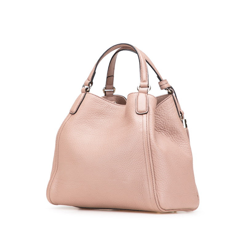 グッチ ソーホー インターロッキングＧ ハンドバッグ ショルダーバッグ２WAY 336751 ピンク ベージュ レザー レディース GUCCI 【中古】