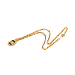 シャネル ココマーク ロゴプレート チェーン ペンダント ネックレス ゴールド ブラック メッキ レディース CHANEL 【中古】