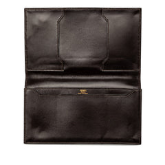 エルメス ヴィンテージ 札入れ 二つ折り 長財布 〇K刻印 ダークブラウン ボックスカーフ レディース HERMES 【中古】