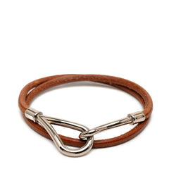 エルメス ジャンボ チョーカー ブレスレット ブラウン シルバー レザー メタル レディース HERMES 【中古】