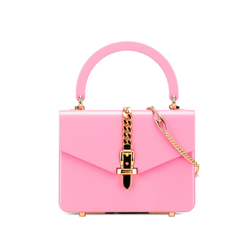 グッチ シルヴィ1969 ハンドバッグ チェーンショルダーバッグ 2WAY 589482 ピンク ゴールド プラスチック レディース GUCCI 【中古】