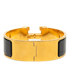 エルメス クリッククラックH GM ブレスレット バングル ゴールド ブラック メッキ エナメル レディース HERMES 中古