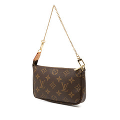 ルイ ヴィトン モノグラム チェーン ミニハンドバッグ アクセサリーポーチ ブラウン PVC レザー レディース LOUIS VUITTON 中古