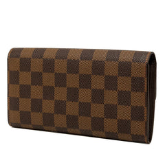 ルイ ヴィトン ダミエ ポルトフォイユ サラ 長財布 N61734 ブラウン PVC レザー レディース LOUIS VUITTON 中古
