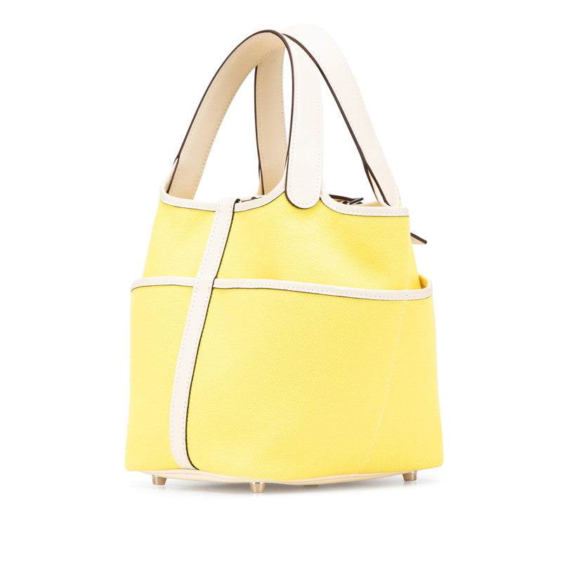 エルメス ピコタンロック カーゴ PM ハンドバッグ ジョーヌシトロン ナタ スイフト トワルゴエラン レディース HERMES 【中古】