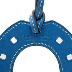 エルメス パドック シュバル 蹄鉄 バッグチャーム キーホルダー  ブルー スイフト レディース HERMES 【中古】