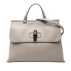 グッチ バンブー デイリー ショルダーバッグ ハンドバッグ 2WAY 392013 グレー レザー レディース GUCCI 【中古】
