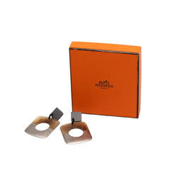 エルメス セリエ ダルヴァ スタッドピアス シルバー ブラウン ブラック バッファローホーン レディース HERMES 【中古】