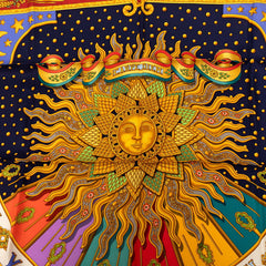 エルメス カレ90 CARPE DIEM 今日一日を楽しむ スカーフ ネイビー ゴールド マルチカラー シルク レディース HERMES 【中古】